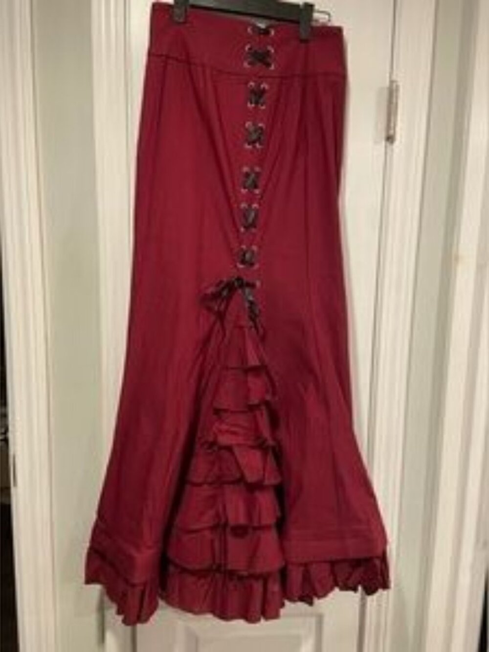 Belle Poque NWT Burgundy Lace-Up Maxi Skirt Victorian Gothic Steampunk Corset S